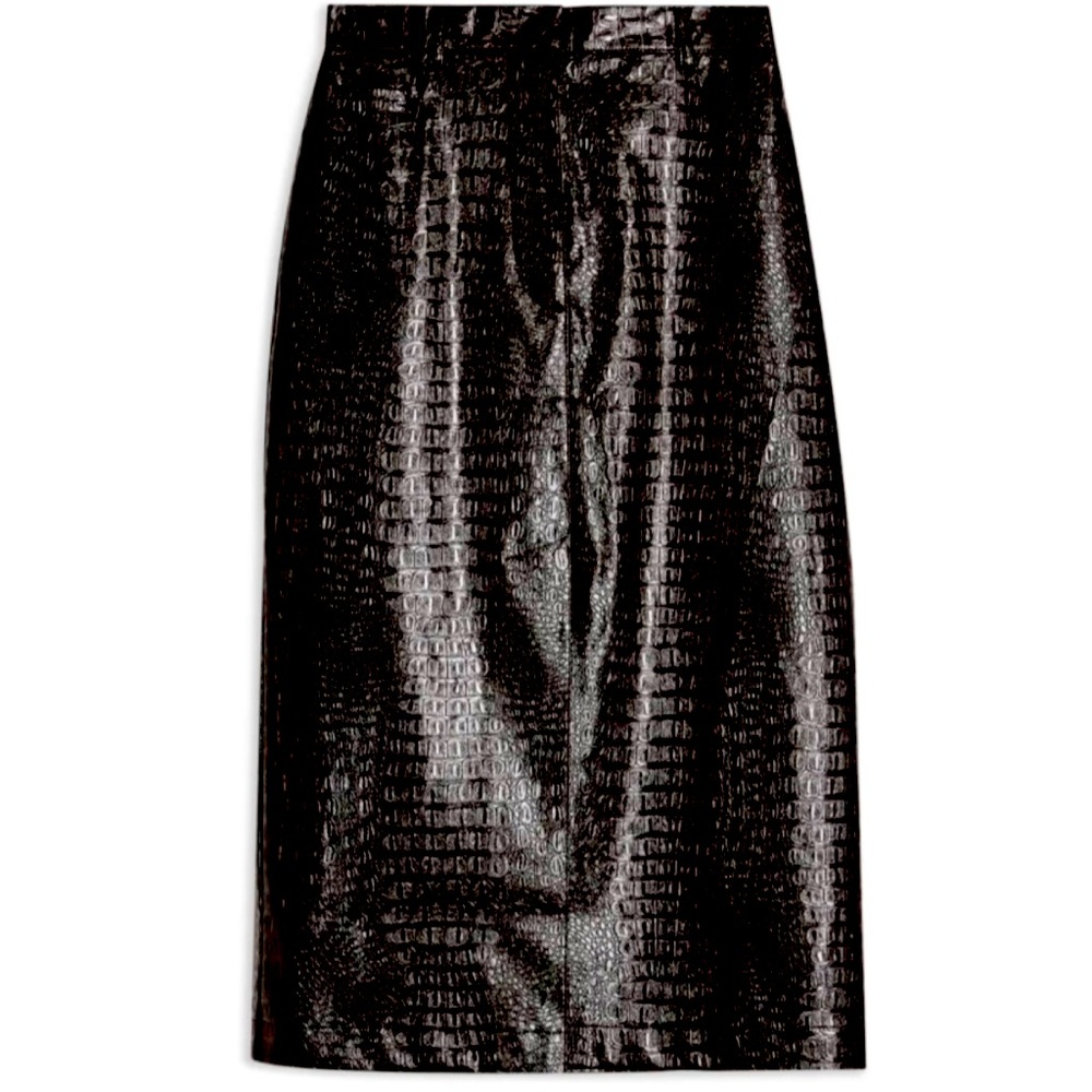 Topshop Vinyl Croc Midi Skirt 12 NWOT
